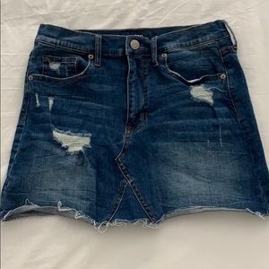 distressed jean skirt